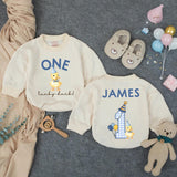 Personalized Duckling Birthday Romper for Baby Boy First Celebration Outfit James Custom Name Cotton Comfortable Soft Gift 1st Party