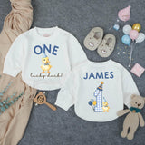 Personalized Duckling Birthday Romper for Baby Boy First Celebration Outfit James Custom Name Cotton Comfortable Soft Gift 1st Party