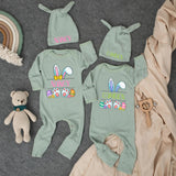 Personalized Easter Baby Bodysuit with Bunny Ears and Name Custom Outfit for Boys and Girls, Holiday Baby Gift, Soft Cotton Bunny Design