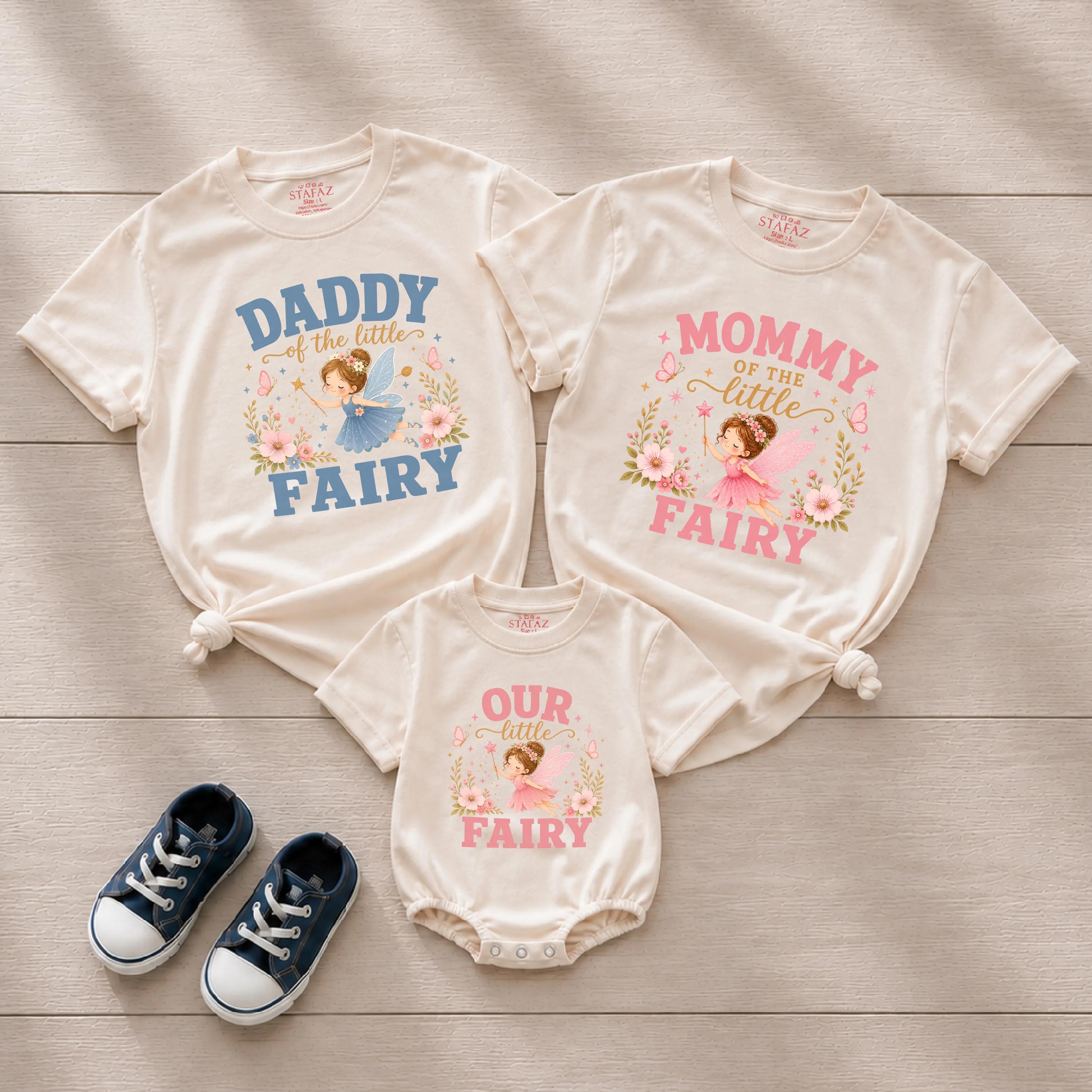 Personalized Fairy Family Matching Shirts, Mom Dad Baby Fairy Outfits, Magical Family Shirts, Baby Girl Fairy Romper, Fairy Baby