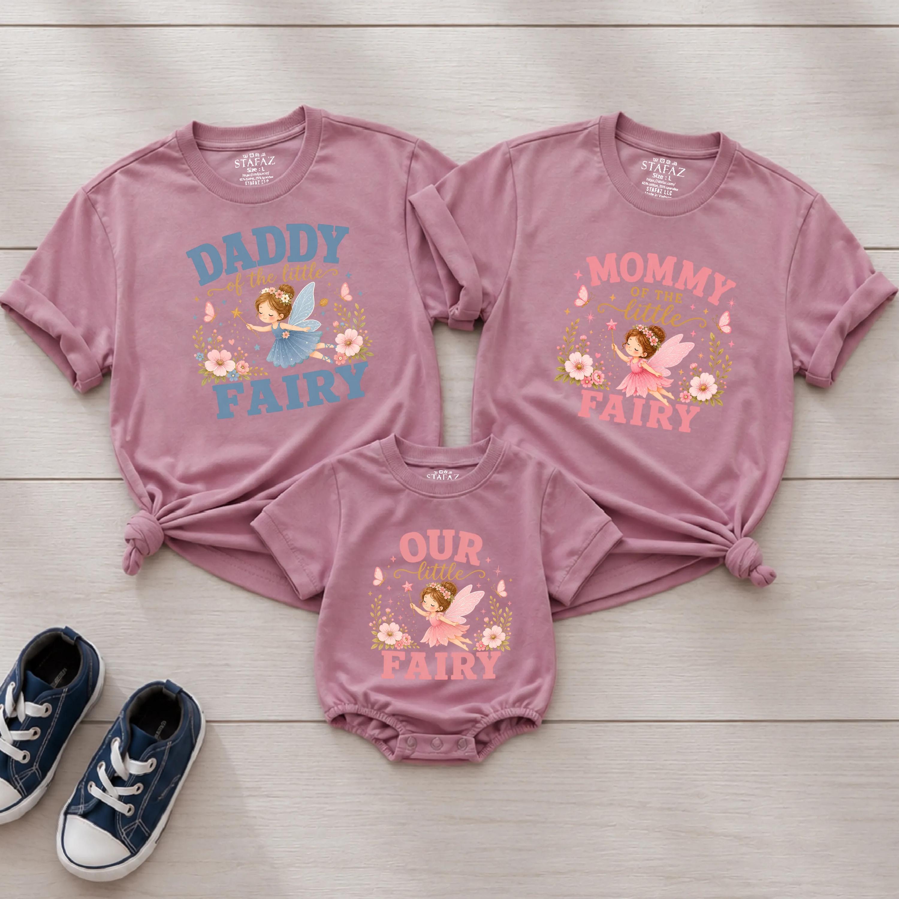 Personalized Fairy Family Matching Shirts, Mom Dad Baby Fairy Outfits, Magical Family Shirts, Baby Girl Fairy Romper, Fairy Baby