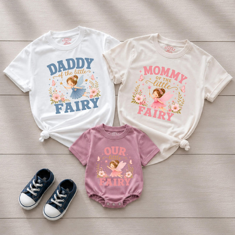 Personalized Fairy Family Matching Shirts, Mom Dad Baby Fairy Outfits, Magical Family Shirts, Baby Girl Fairy Romper, Fairy Baby