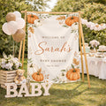 Personalized Fall Pumpkin Baby Shower Welcome Sign Silk Banner for Autumn Celebration Baby Girl Boy Nursery Decor