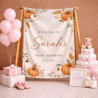 Personalized Fall Pumpkin Baby Shower Welcome Sign Silk Banner for Autumn Celebration Baby Girl Boy Nursery Decor