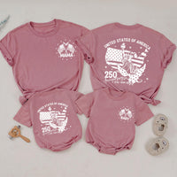Personalized Family 4th of July Shirts with Statue of Liberty Design, Eagle Graphic, American Flag Map, Custom Names USA 250th Anniversary
