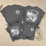Personalized Family 4th of July Shirts with Statue of Liberty Design, Eagle Graphic, American Flag Map, Custom Names USA 250th Anniversary