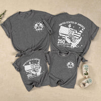 Personalized Family 4th of July Shirts with Statue of Liberty Design, Eagle Graphic, American Flag Map, Custom Names USA 250th Anniversary