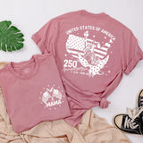 Personalized Family 4th of July Shirts with Statue of Liberty Design, Eagle Graphic, American Flag Map, Custom Names USA 250th Anniversary