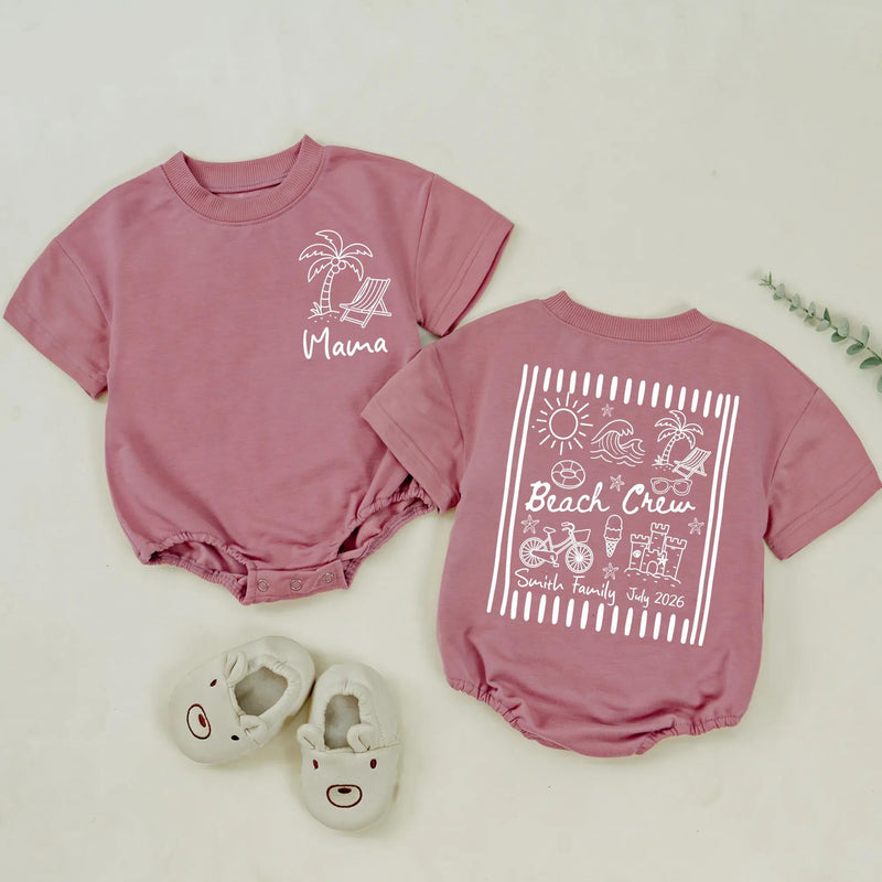 Personalized Family Beach Vacation Shirt with Name and Date Custom Summer Trip Tee Matching Outfit for Mom Dad Baby Beach Crew Design