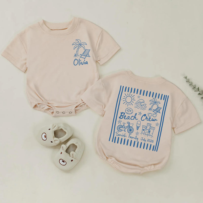 Personalized Family Beach Vacation Shirt with Name and Date Custom Summer Trip Tee Matching Outfit for Mom Dad Baby Beach Crew Design