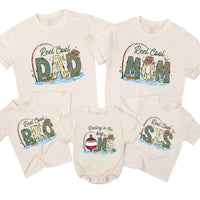 Personalized Family Fishing Shirts Custom 1st Birthday Outfit Reel Cool Mom Dad Tee Infant Reeling in the Big One Party Clothes Gift