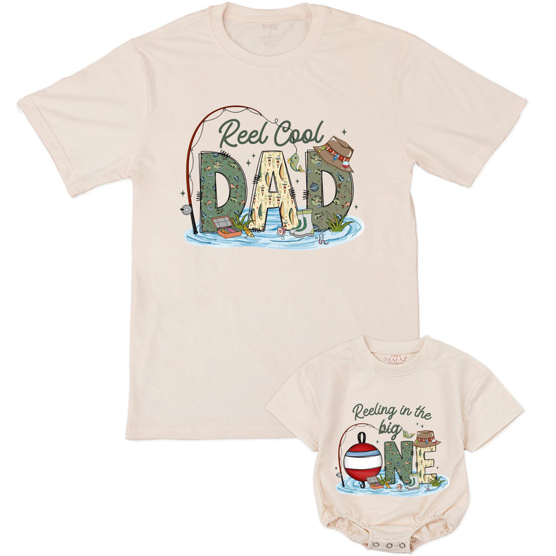 Personalized Family Fishing Shirts Custom 1st Birthday Outfit Reel Cool Mom Dad Tee Infant Reeling in the Big One Party Clothes Gift