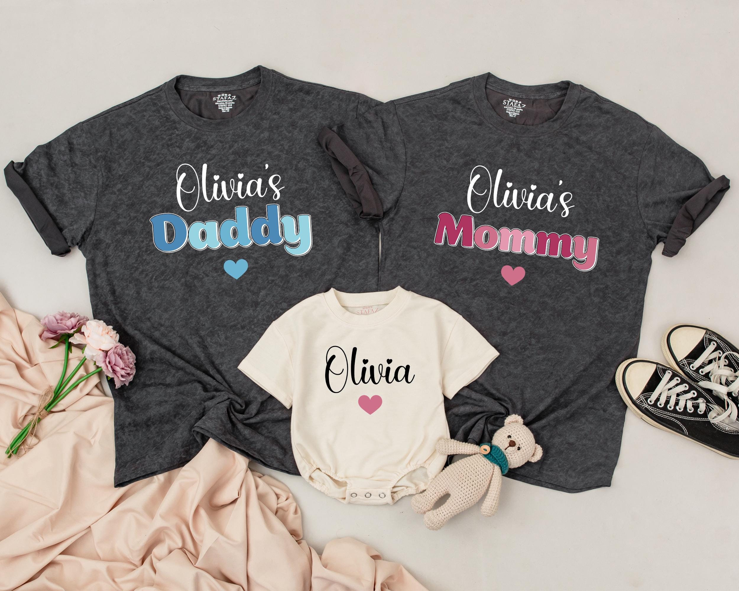 Personalized Family Matching Shirts Olivia Design Mom Dad Baby Birthday Outfit Soft Cotton Comfortable Gift