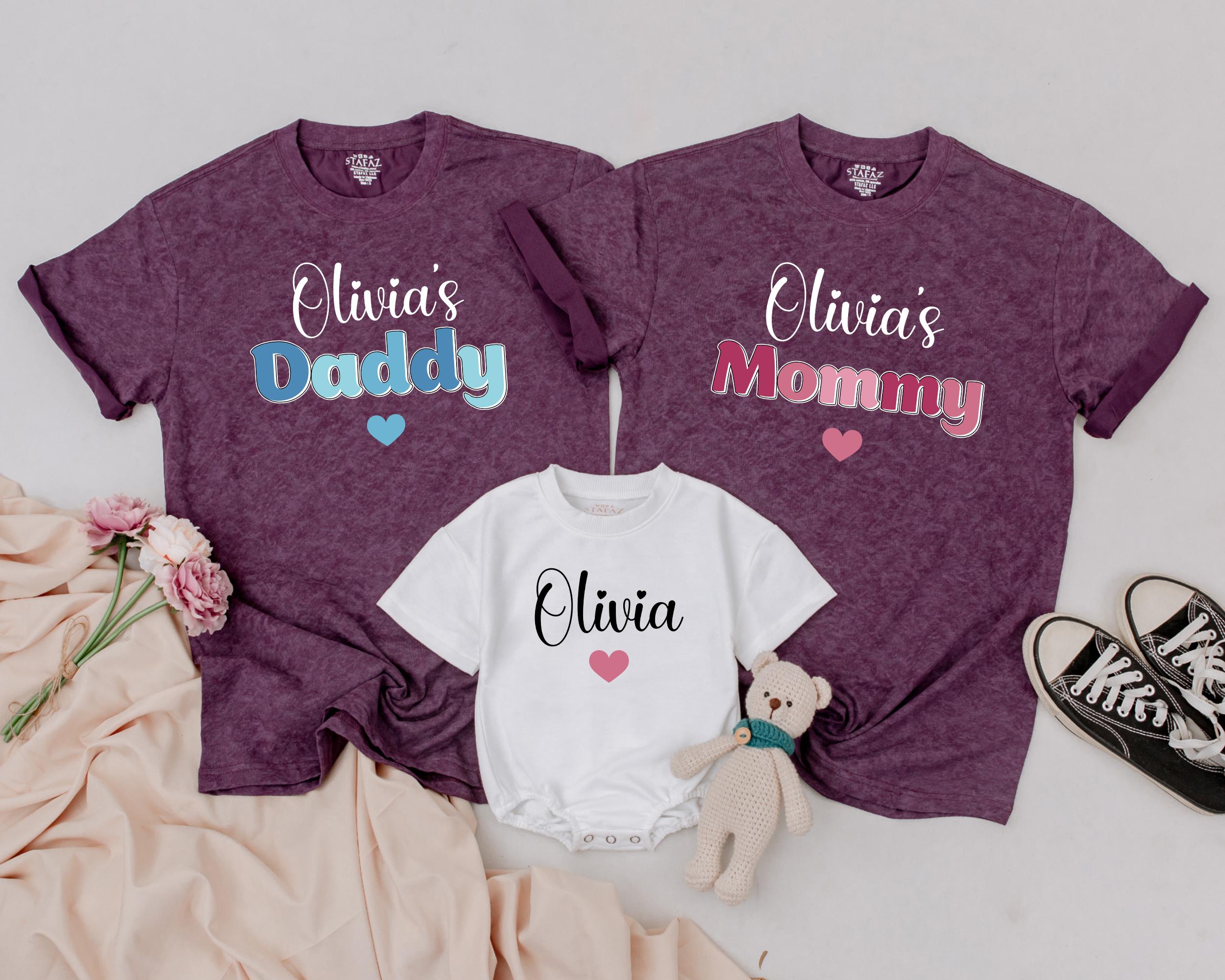 Personalized Family Matching Shirts Olivia Design Mom Dad Baby Birthday Outfit Soft Cotton Comfortable Gift