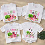 Personalized Farm Animal Matching Family Shirts, Pink Barn Birthday Outfits for Baby, Toddler, Mom, Dad, Soft Cotton Farm Theme Tees