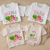 Personalized Farm Animal Matching Family Shirts, Pink Barn Birthday Outfits for Baby, Toddler, Mom, Dad, Soft Cotton Farm Theme Tees