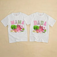 Personalized Farm Animal Matching Family Shirts, Pink Barn Birthday Outfits for Baby, Toddler, Mom, Dad, Soft Cotton Farm Theme Tees