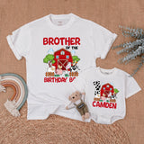 Personalized Farm Birthday Family Shirt with Red Barn and Animals Custom Name Matching Outfit for Party Toddler Baby Boy First Birthday