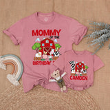Personalized Farm Birthday Family Shirt with Red Barn and Animals Custom Name Matching Outfit for Party Toddler Baby Boy First Birthday