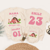 Personalized Farm Birthday Shirt for Family Matching with Custom Names Cute Animal Design for Girls Party Celebration