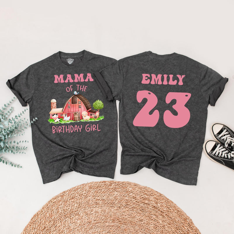 Personalized Farm Birthday Shirt for Family Matching with Custom Names Cute Animal Design for Girls Party Celebration