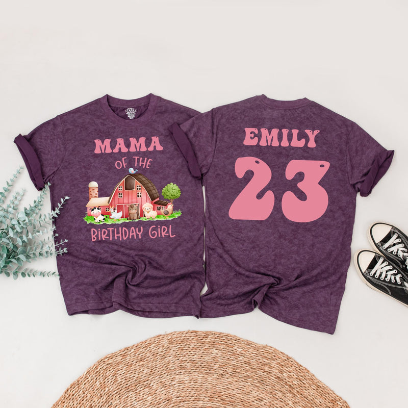 Personalized Farm Birthday Shirt for Family Matching with Custom Names Cute Animal Design for Girls Party Celebration