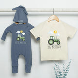 Personalized Farm Tractor Big Brother Little Brother Shirts Baby Toddler Outfit Cotton Soft Rustic Design New Baby Announcement Gift