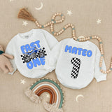 Personalized Fast One Motocross Baby Romper Blue Bike Racing Birthday Outfit Boy's First Celebration Soft Cotton Name Mateo