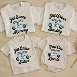 Personalized Fast One Pit Crew Birthday Shirt for Baby or Family, Light Blue Race Car Theme Outfit Perfect for First Speedway Party