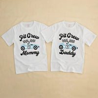 Personalized Fast One Pit Crew Birthday Shirt for Baby or Family, Light Blue Race Car Theme Outfit Perfect for First Speedway Party
