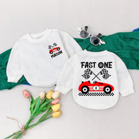 Personalized Fast One Racecar Romper for Baby Boy's First Birthday Celebration Racing Theme with Name Mason Soft Cotton Outfit