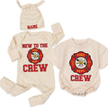 Personalized Fire Dept Crew Baby Bodysuit Set with Name, Matching Family Outfits for Newborns, Toddlers, Soft Cotton Firefighter Theme