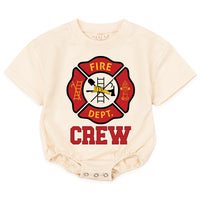 Personalized Fire Dept Crew Baby Bodysuit Set with Name, Matching Family Outfits for Newborns, Toddlers, Soft Cotton Firefighter Theme