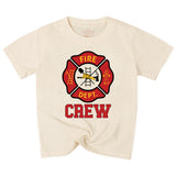 Personalized Fire Dept Crew Baby Bodysuit Set with Name, Matching Family Outfits for Newborns, Toddlers, Soft Cotton Firefighter Theme