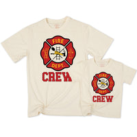 Personalized Fire Dept Crew Baby Bodysuit Set with Name, Matching Family Outfits for Newborns, Toddlers, Soft Cotton Firefighter Theme