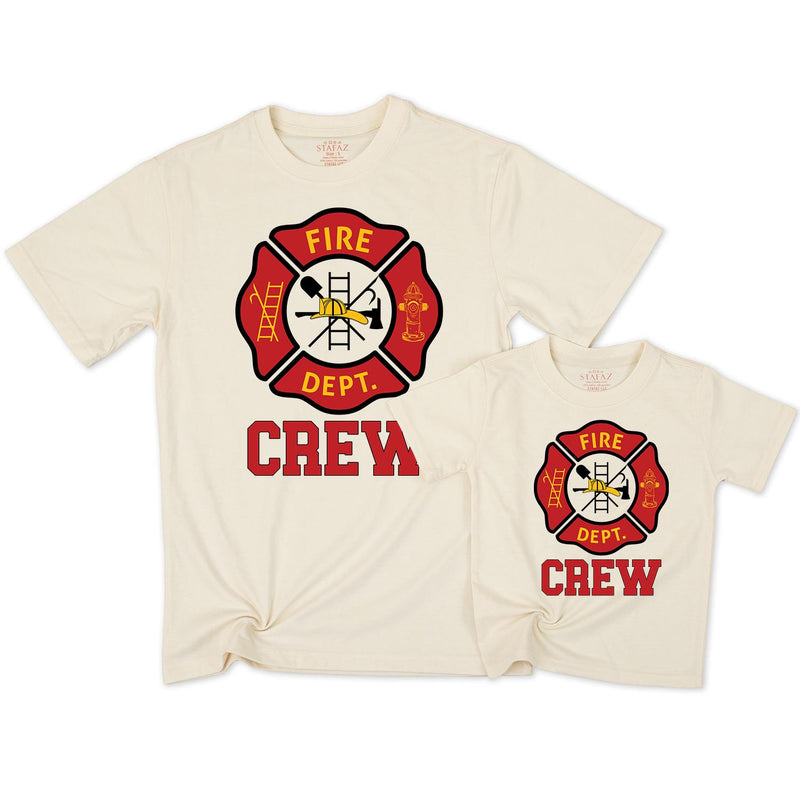 Personalized Fire Dept Crew Baby Bodysuit Set with Name, Matching Family Outfits for Newborns, Toddlers, Soft Cotton Firefighter Theme