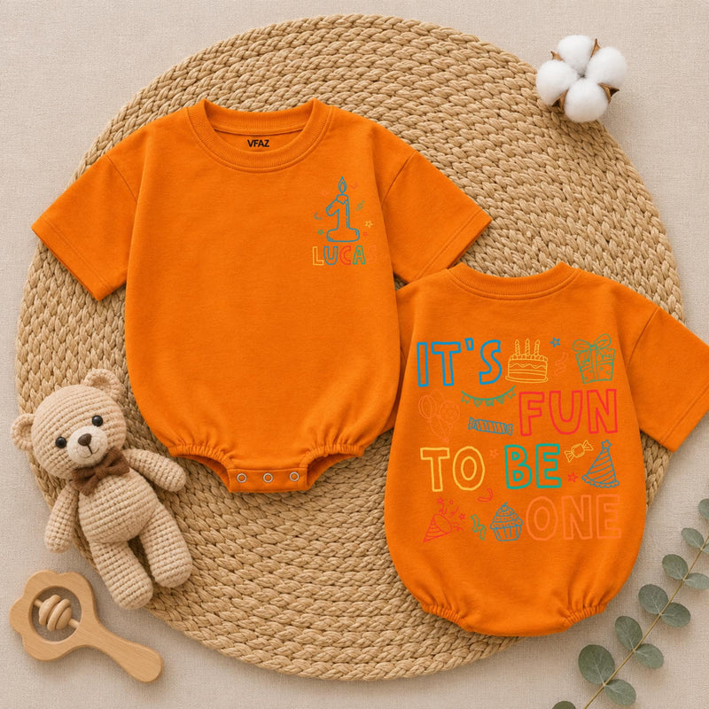 Personalized First Birthday Baby Romper with Candle and Stars Custom Name Outfit for One Year Old Boys or Girls Celebration Gift