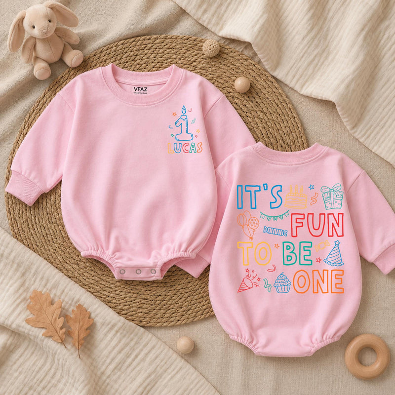 Personalized First Birthday Baby Romper with Candle and Stars Custom Name Outfit for One Year Old Boys or Girls Celebration Gift