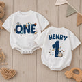 Personalized First Birthday Baby Romper with Space Theme, Custom Name Astronaut Galaxy Bodysuit, Rocket Ship and Planet Design