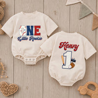 Personalized First Birthday Baseball Romper for Boys Custom One Little Rookie Cake Smash Outfit Soft Cotton Seasonal