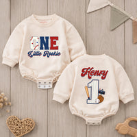 Personalized First Birthday Baseball Romper for Boys Custom One Little Rookie Cake Smash Outfit Soft Cotton Seasonal