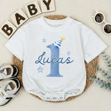 Personalized First Birthday Boy Bubble Romper Custom Baby Bodysuit for 1st Cake Smash Soft Cotton Seasonally Suitable