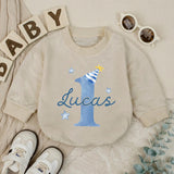 Personalized First Birthday Boy Bubble Romper Custom Baby Bodysuit for 1st Cake Smash Soft Cotton Seasonally Suitable