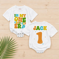 Personalized First Birthday Boy Outfit Custom Romper with Bright Colorful Text and Graphics for Toddler 1st Celebration Soft Cotton Summer Wear