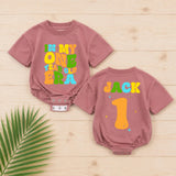 Personalized First Birthday Boy Outfit Custom Romper with Bright Colorful Text and Graphics for Toddler 1st Celebration Soft Cotton Summer Wear