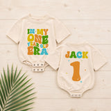 Personalized First Birthday Boy Outfit Custom Romper with Bright Colorful Text and Graphics for Toddler 1st Celebration Soft Cotton Summer Wear