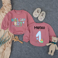 Personalized First Birthday Boy Romper with Cupcake and Name Mateo Whimsical Party Outfit Toddler Baby Clothes Light Blue Polka Dots Gift
