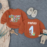 Personalized First Birthday Boy Romper with Cupcake and Name Mateo Whimsical Party Outfit Toddler Baby Clothes Light Blue Polka Dots Gift