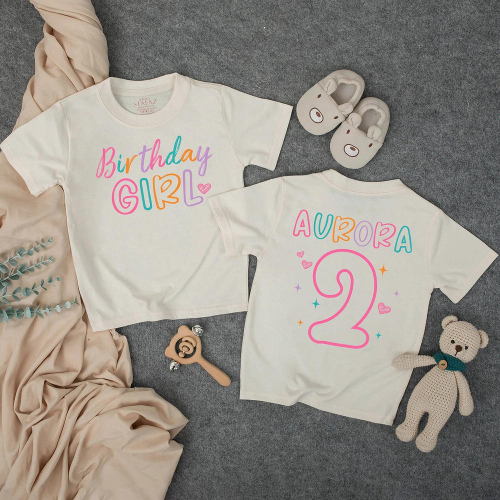 Personalized First Birthday Girl Outfit Bubble Romper with Pastel Design Custom Toddler T-shirt or Kids Party Clothes for Special Day