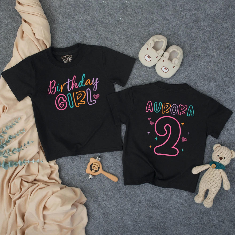 Personalized First Birthday Girl Outfit Bubble Romper with Pastel Design Custom Toddler T-shirt or Kids Party Clothes for Special Day